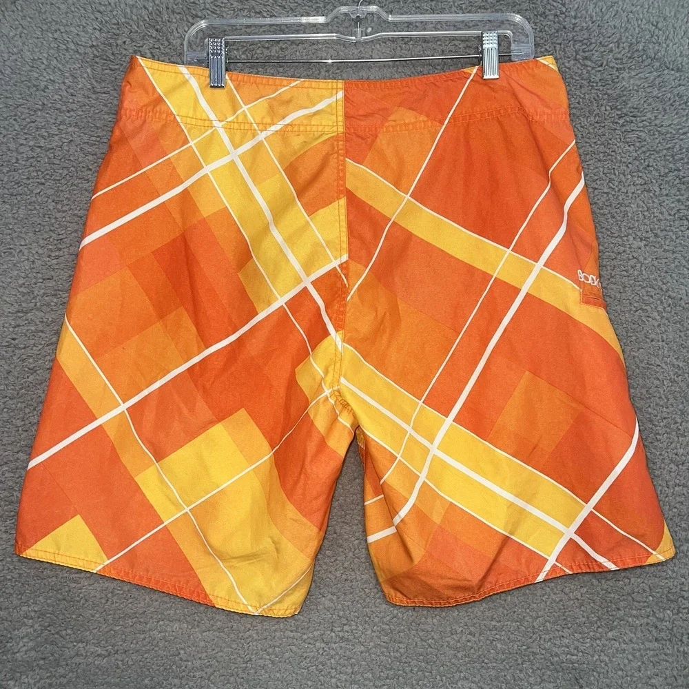 Body Glove Board Shorts Mens 34 Orange Surf Swim Trunks Bathing Bottom Spell Out